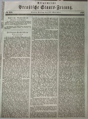 Allgemeine preußische Staats-Zeitung Freitag 17. November 1837