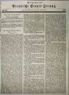 Allgemeine preußische Staats-Zeitung Sonntag 19. November 1837