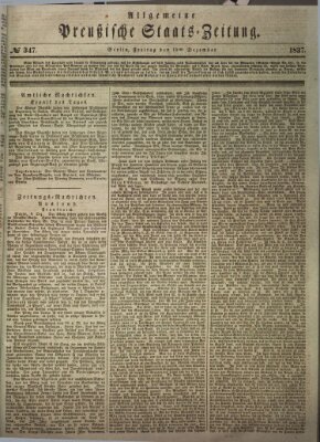 Allgemeine preußische Staats-Zeitung Freitag 15. Dezember 1837