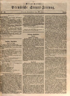 Allgemeine preußische Staats-Zeitung Samstag 22. Januar 1842