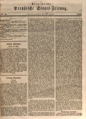 Allgemeine preußische Staats-Zeitung Sonntag 23. Januar 1842