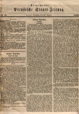 Allgemeine preußische Staats-Zeitung Dienstag 25. Januar 1842