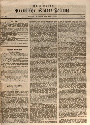 Allgemeine preußische Staats-Zeitung Mittwoch 26. Januar 1842