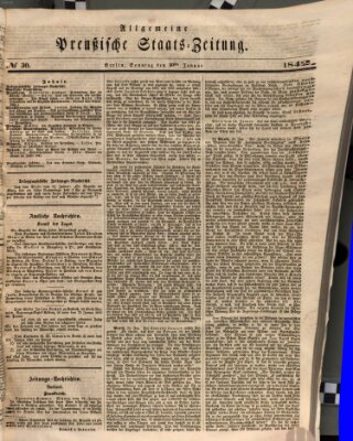 Allgemeine preußische Staats-Zeitung Sonntag 30. Januar 1842