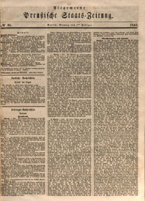 Allgemeine preußische Staats-Zeitung Montag 7. Februar 1842