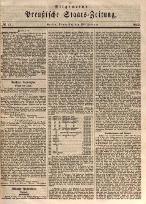 Allgemeine preußische Staats-Zeitung Donnerstag 10. Februar 1842