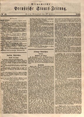 Allgemeine preußische Staats-Zeitung Samstag 12. Februar 1842