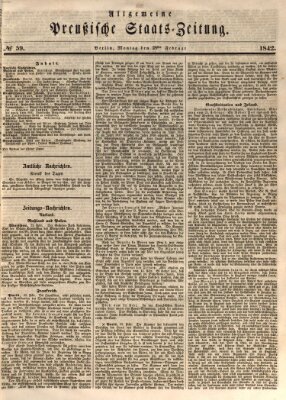 Allgemeine preußische Staats-Zeitung Montag 28. Februar 1842