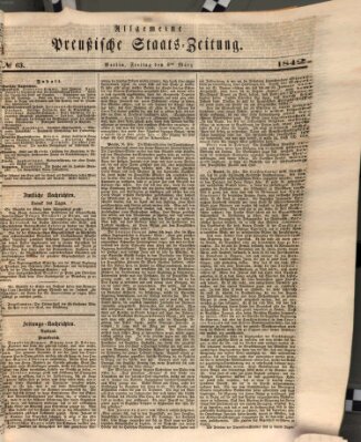 Allgemeine preußische Staats-Zeitung Freitag 4. März 1842