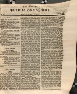 Allgemeine preußische Staats-Zeitung Montag 7. März 1842