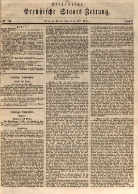 Allgemeine preußische Staats-Zeitung Donnerstag 17. März 1842