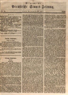 Allgemeine preußische Staats-Zeitung Mittwoch 23. März 1842