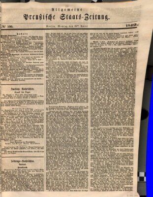 Allgemeine preußische Staats-Zeitung Montag 11. April 1842