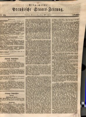 Allgemeine preußische Staats-Zeitung Donnerstag 14. April 1842