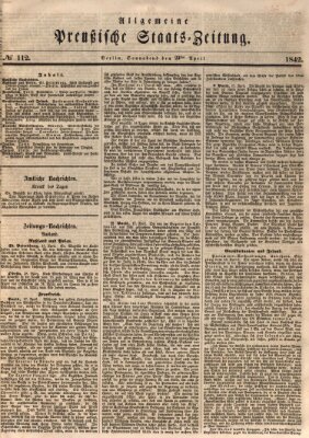 Allgemeine preußische Staats-Zeitung Samstag 23. April 1842