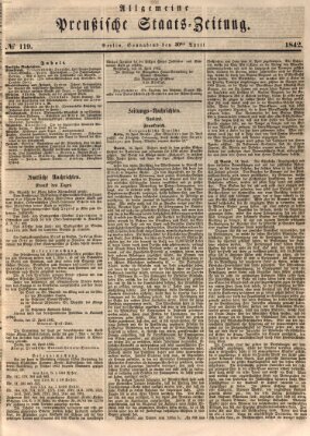 Allgemeine preußische Staats-Zeitung Samstag 30. April 1842