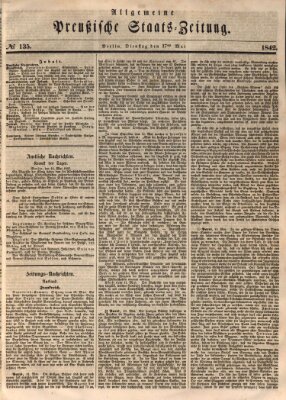 Allgemeine preußische Staats-Zeitung Dienstag 17. Mai 1842