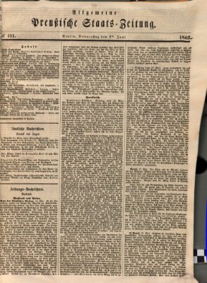 Allgemeine preußische Staats-Zeitung Donnerstag 2. Juni 1842