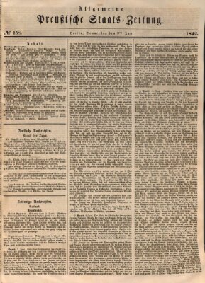 Allgemeine preußische Staats-Zeitung Donnerstag 9. Juni 1842