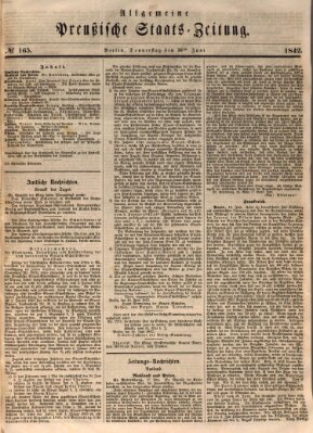 Allgemeine preußische Staats-Zeitung Donnerstag 16. Juni 1842