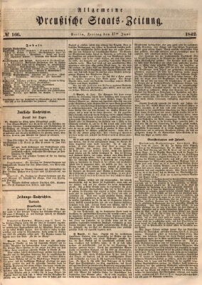 Allgemeine preußische Staats-Zeitung Freitag 17. Juni 1842