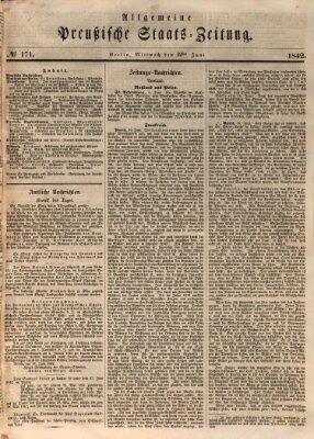 Allgemeine preußische Staats-Zeitung Mittwoch 22. Juni 1842