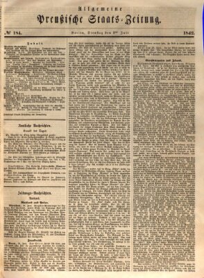 Allgemeine preußische Staats-Zeitung Dienstag 5. Juli 1842