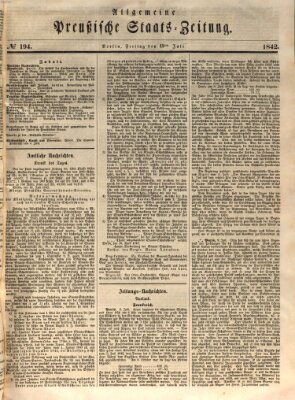 Allgemeine preußische Staats-Zeitung Freitag 15. Juli 1842