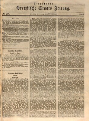 Allgemeine preußische Staats-Zeitung Sonntag 7. August 1842