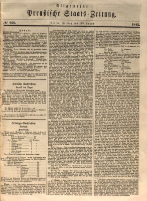 Allgemeine preußische Staats-Zeitung Freitag 12. August 1842