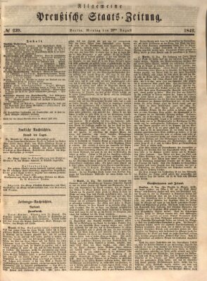 Allgemeine preußische Staats-Zeitung Montag 29. August 1842