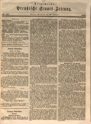 Allgemeine preußische Staats-Zeitung Mittwoch 31. August 1842