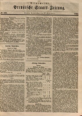 Allgemeine preußische Staats-Zeitung Donnerstag 1. September 1842