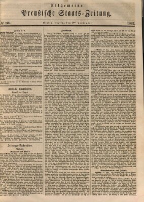 Allgemeine preußische Staats-Zeitung Freitag 2. September 1842