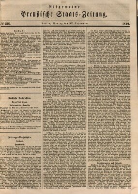 Allgemeine preußische Staats-Zeitung Montag 5. September 1842