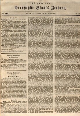 Allgemeine preußische Staats-Zeitung Donnerstag 8. September 1842