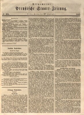 Allgemeine preußische Staats-Zeitung Freitag 23. September 1842