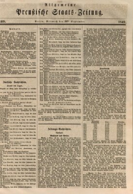 Allgemeine preußische Staats-Zeitung Mittwoch 28. September 1842