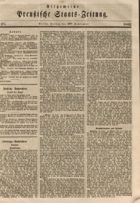 Allgemeine preußische Staats-Zeitung Freitag 30. September 1842