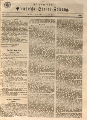 Allgemeine preußische Staats-Zeitung Samstag 1. Oktober 1842