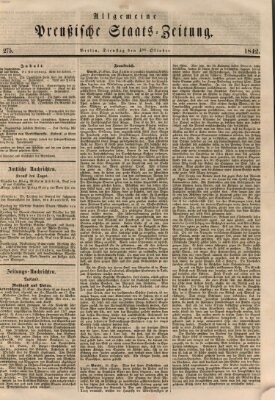 Allgemeine preußische Staats-Zeitung Dienstag 4. Oktober 1842