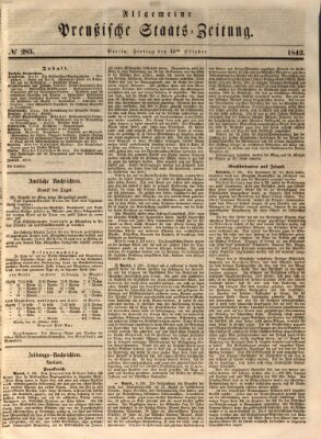 Allgemeine preußische Staats-Zeitung Freitag 14. Oktober 1842