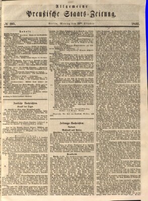 Allgemeine preußische Staats-Zeitung Montag 24. Oktober 1842