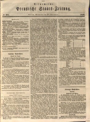 Allgemeine preußische Staats-Zeitung Mittwoch 2. November 1842