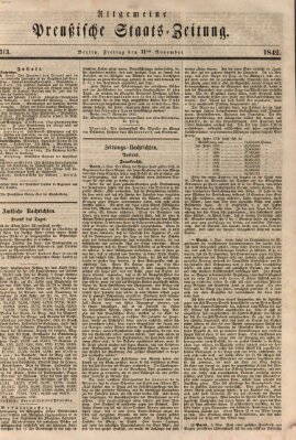 Allgemeine preußische Staats-Zeitung Freitag 11. November 1842