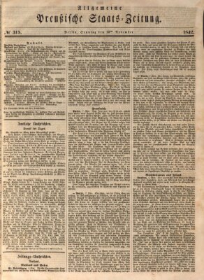 Allgemeine preußische Staats-Zeitung Sonntag 13. November 1842