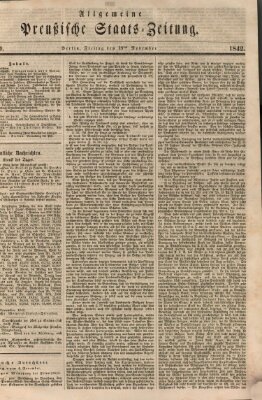 Allgemeine preußische Staats-Zeitung Freitag 18. November 1842