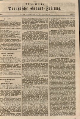 Allgemeine preußische Staats-Zeitung Samstag 3. Dezember 1842