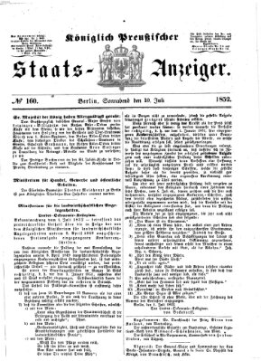 Königlich Preußischer Staats-Anzeiger (Allgemeine preußische Staats-Zeitung) Samstag 10. Juli 1852