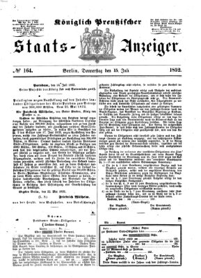 Königlich Preußischer Staats-Anzeiger (Allgemeine preußische Staats-Zeitung) Donnerstag 15. Juli 1852